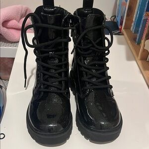 Black Patent Combat Boots
